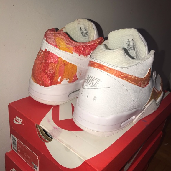 RED ORANGE YELLOW CUSTOM NIKE FLIGHT LEGACY SIZE 8 - Picture 4 of 5